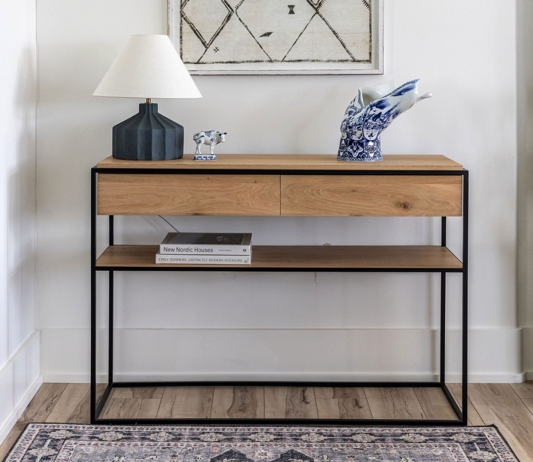 Kacia Console Table in Black Wood