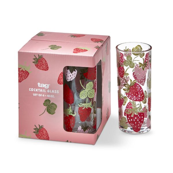 Strawberries Drinks Glass - Set of 4