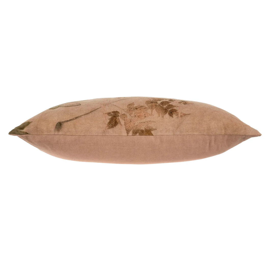 Linen Eco Print Cushion - Blush