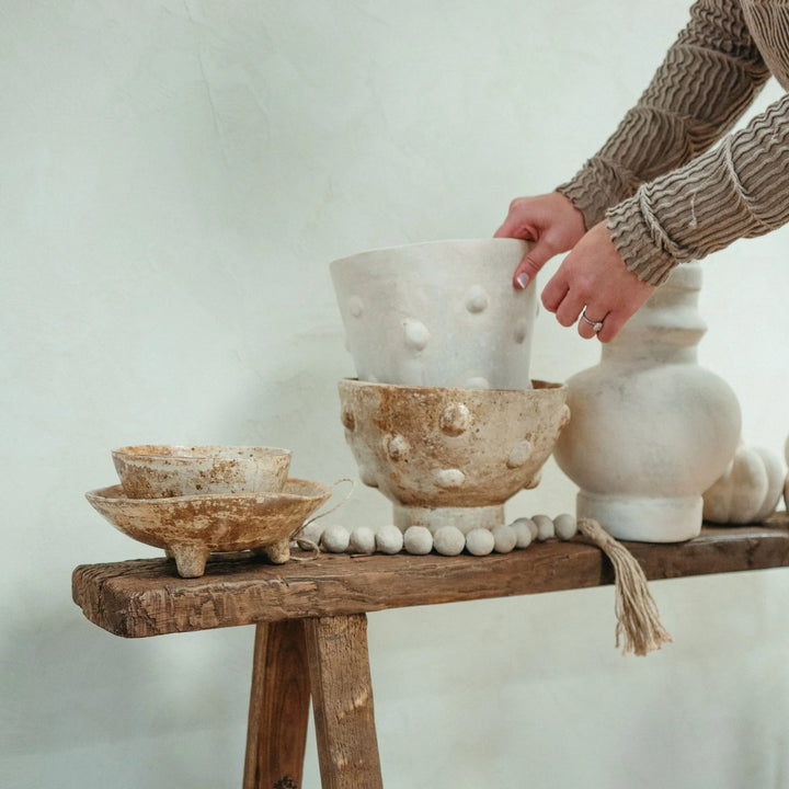 Curio Footed Paper Mache Bowl