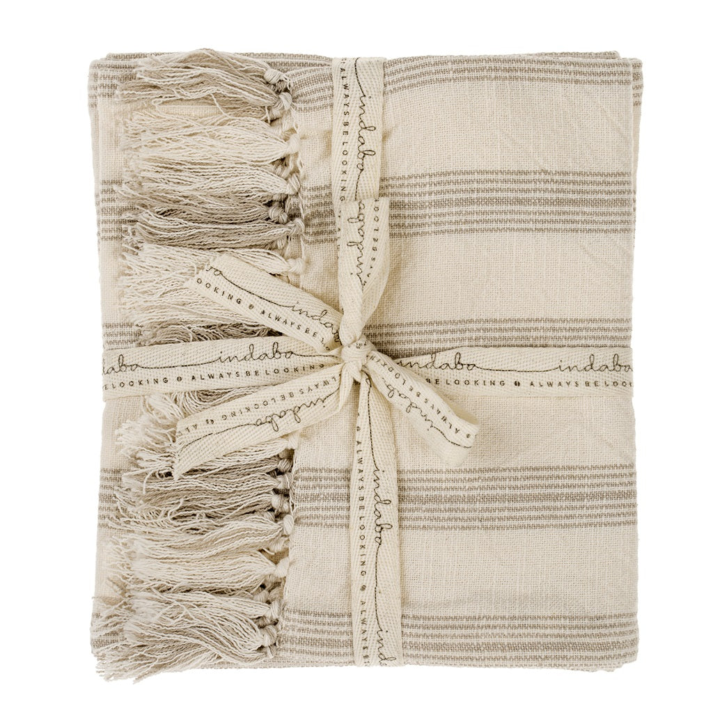 French Stripe Hand Towels, Stone