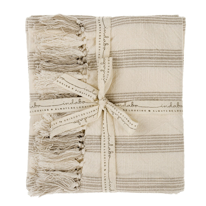 French Stripe Hand Towels, Stone