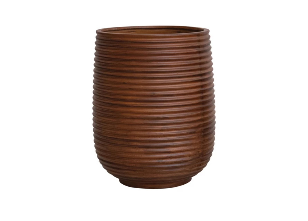 Ribbed  Stone Wood Planter