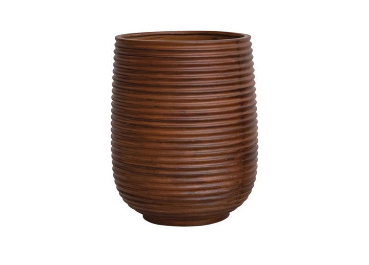 Ribbed  Stone Wood Planter