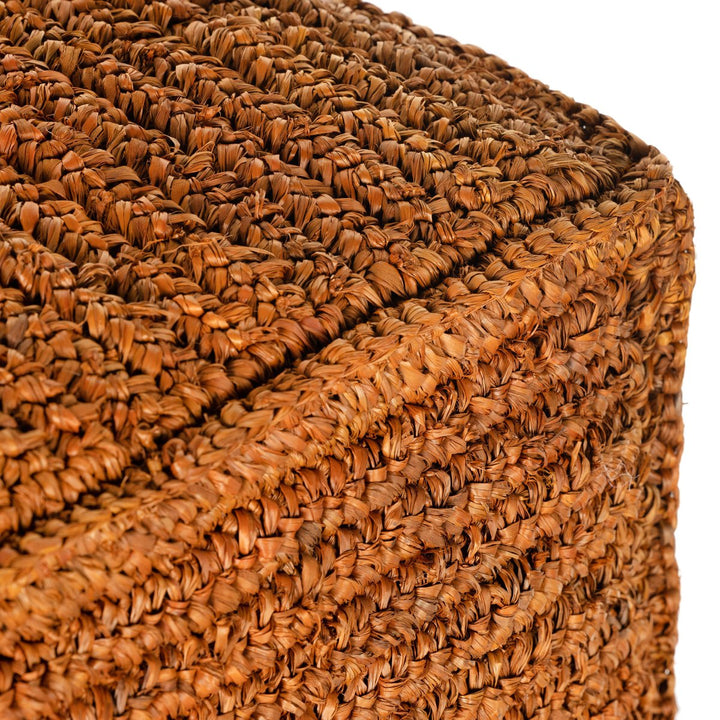 Four Hands Woven Palm Pouf Corner Detail