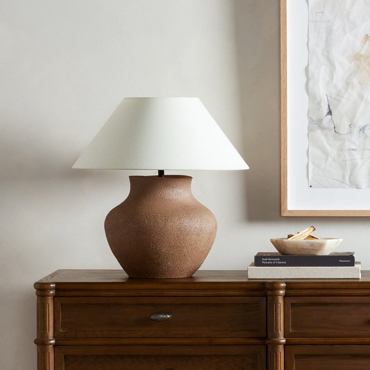 Four Hands Parma Ceramic Table Lamp on Dresser