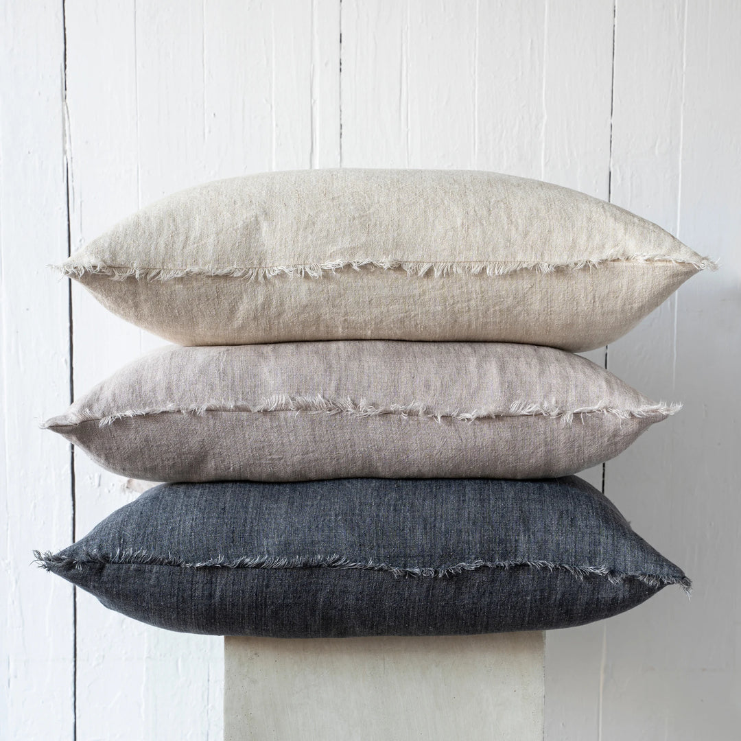 Lina Linen Cushion - Coal, 24"x24"