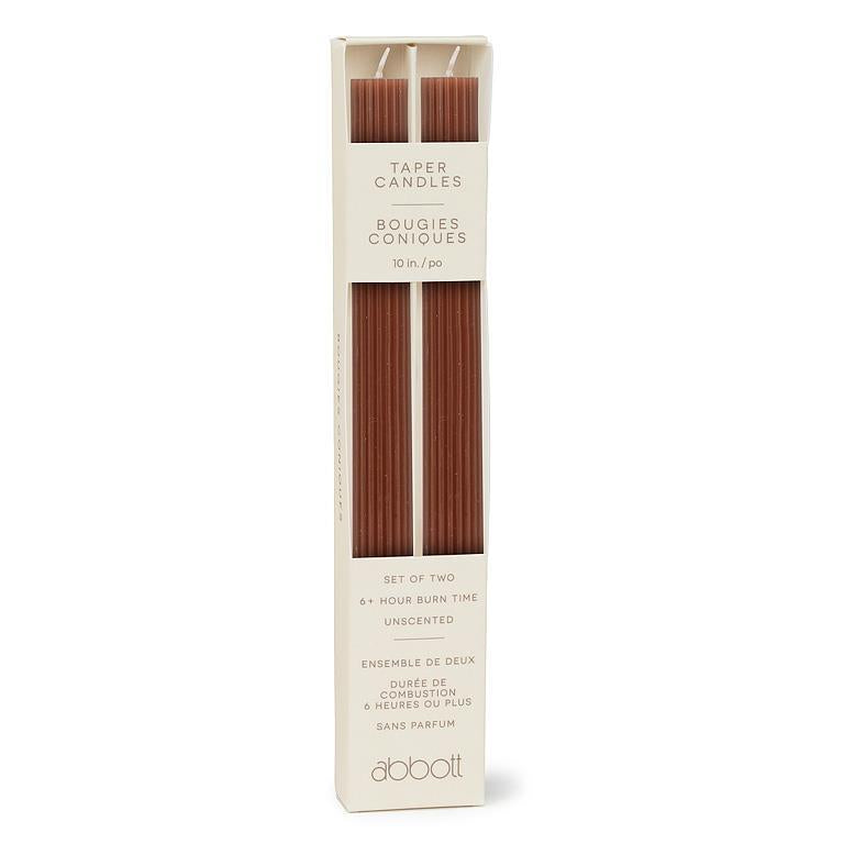 Ridged Taper Candle Set, Brown