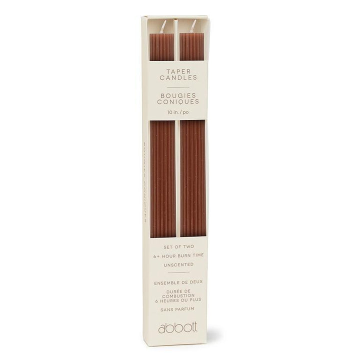 Ridged Taper Candle Set, Brown