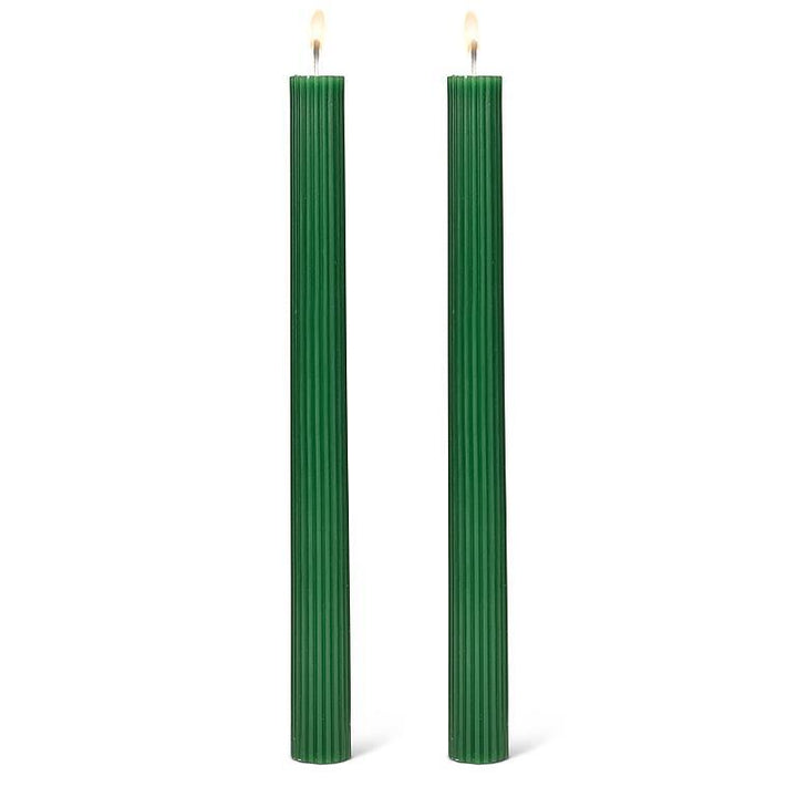 Ridged Taper Candle Set, Hunter