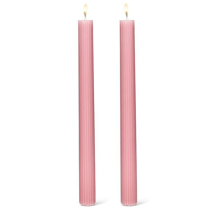 Ridged Taper Candle Set, Pink