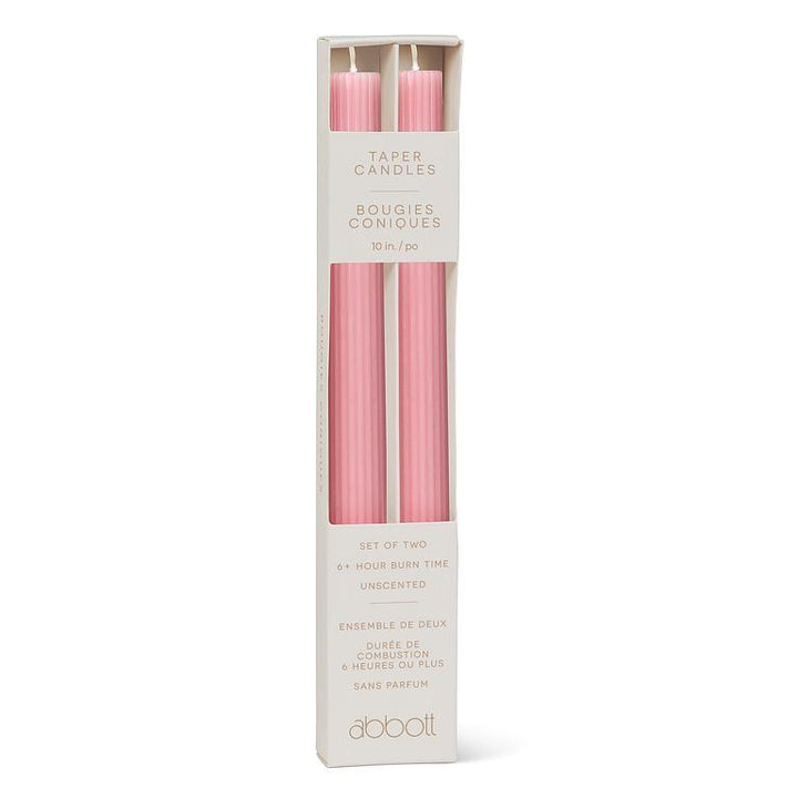 Ridged Taper Candle Set, Pink