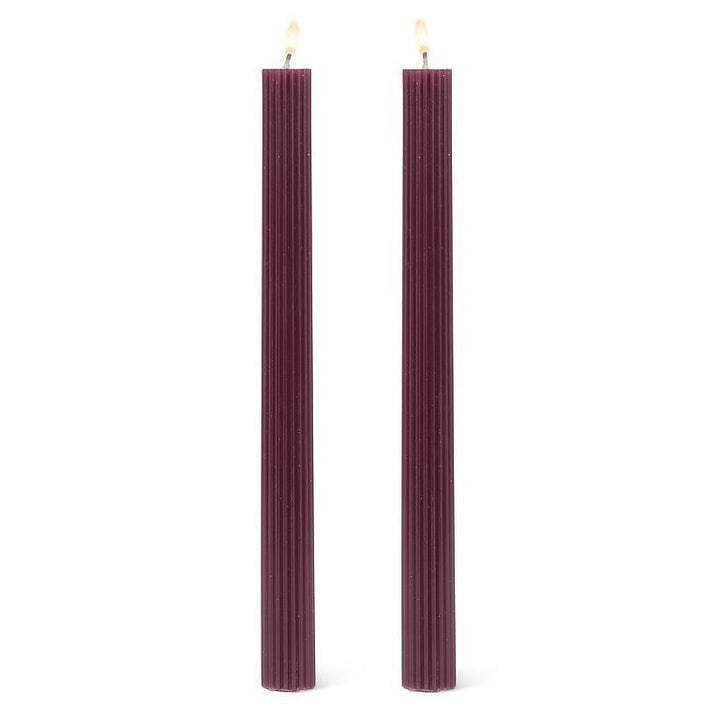 Ridged Taper Candle Set, Purple