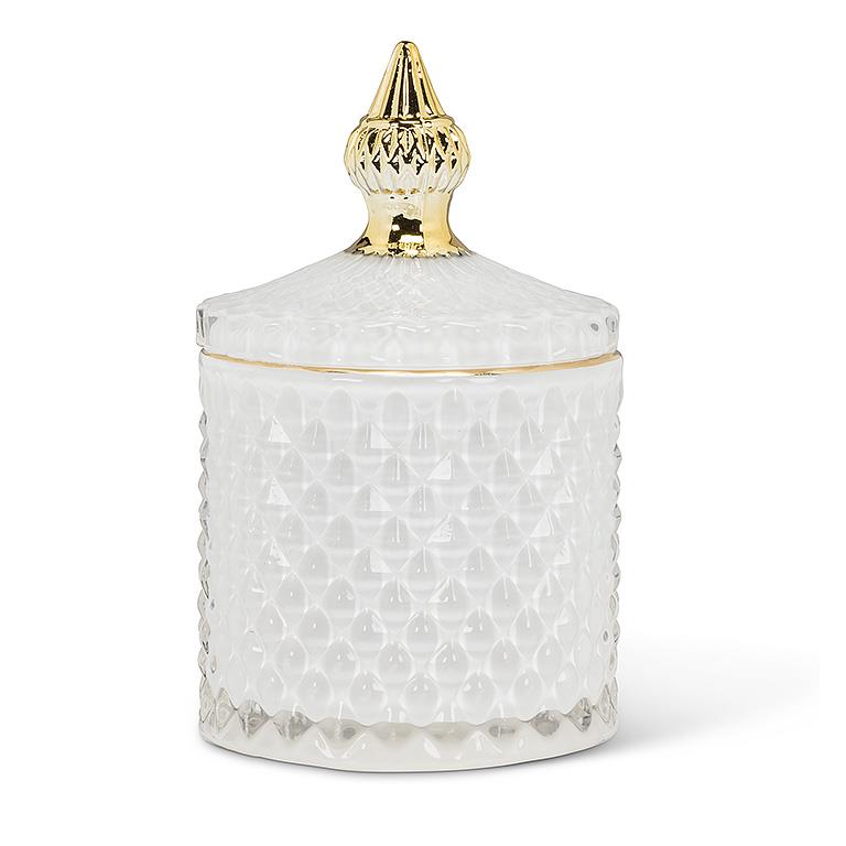 Quilted Covered Jar White