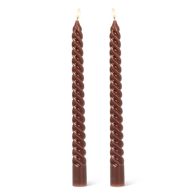 Spiral Taper Candle Set, Brown