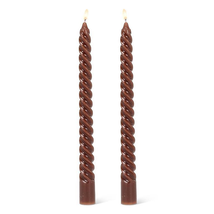 Spiral Taper Candle Set, Brown