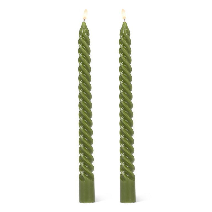Spiral Taper Candle Set, Green