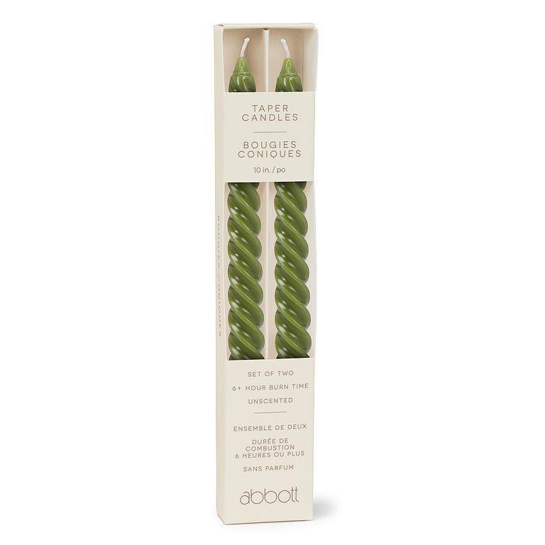 Spiral Taper Candle Set, Green
