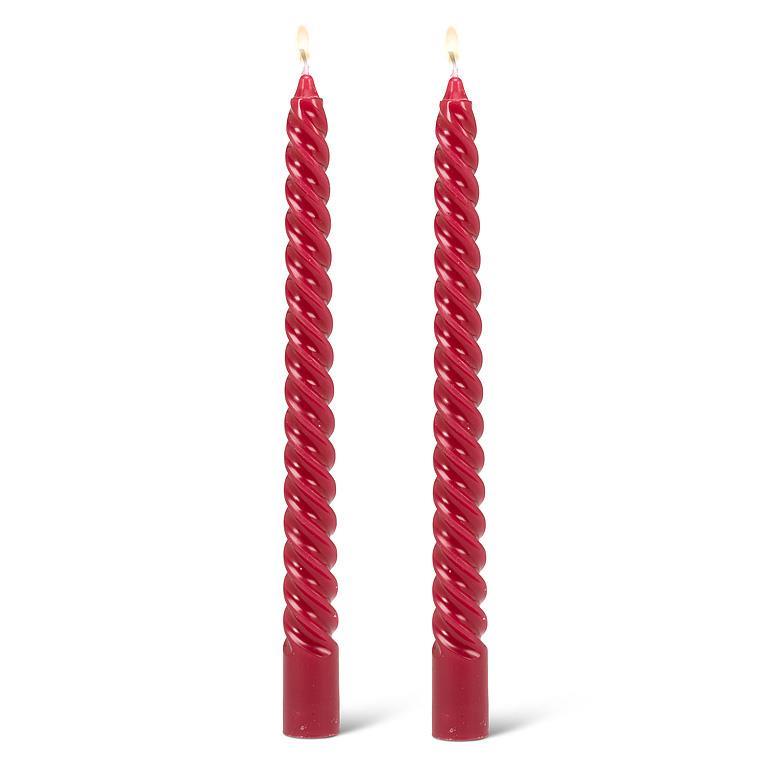 Spiral Taper Candle Set, Red