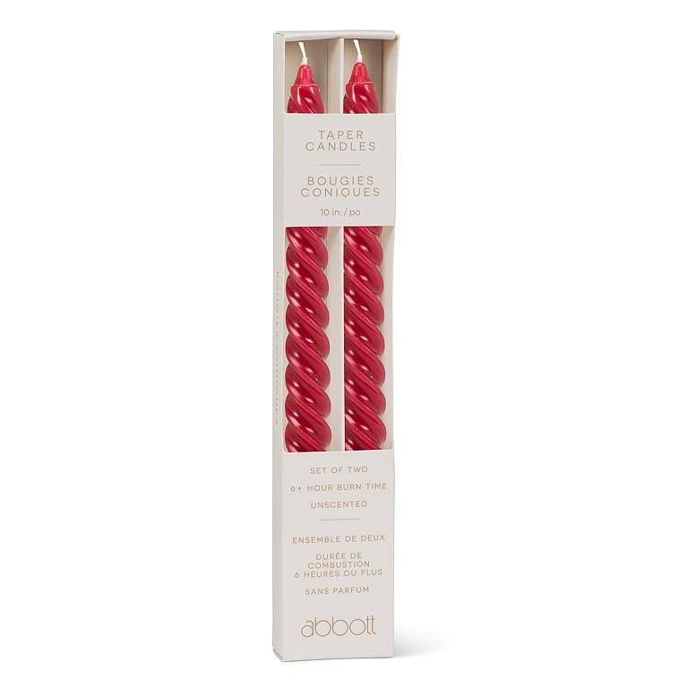 Spiral Taper Candle Set, Red