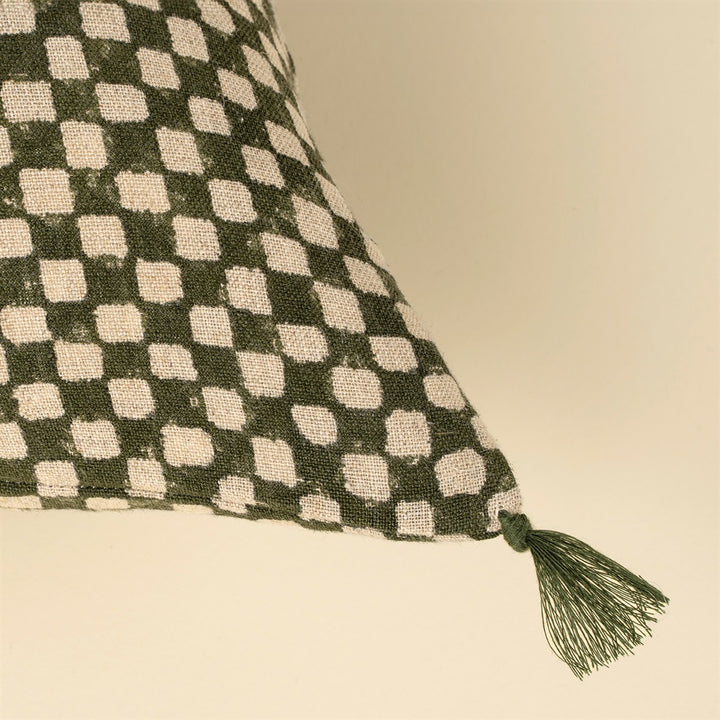 Green Check Cushion 16x24