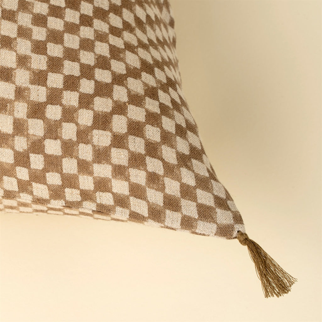 Brown Check Cushion 16x24