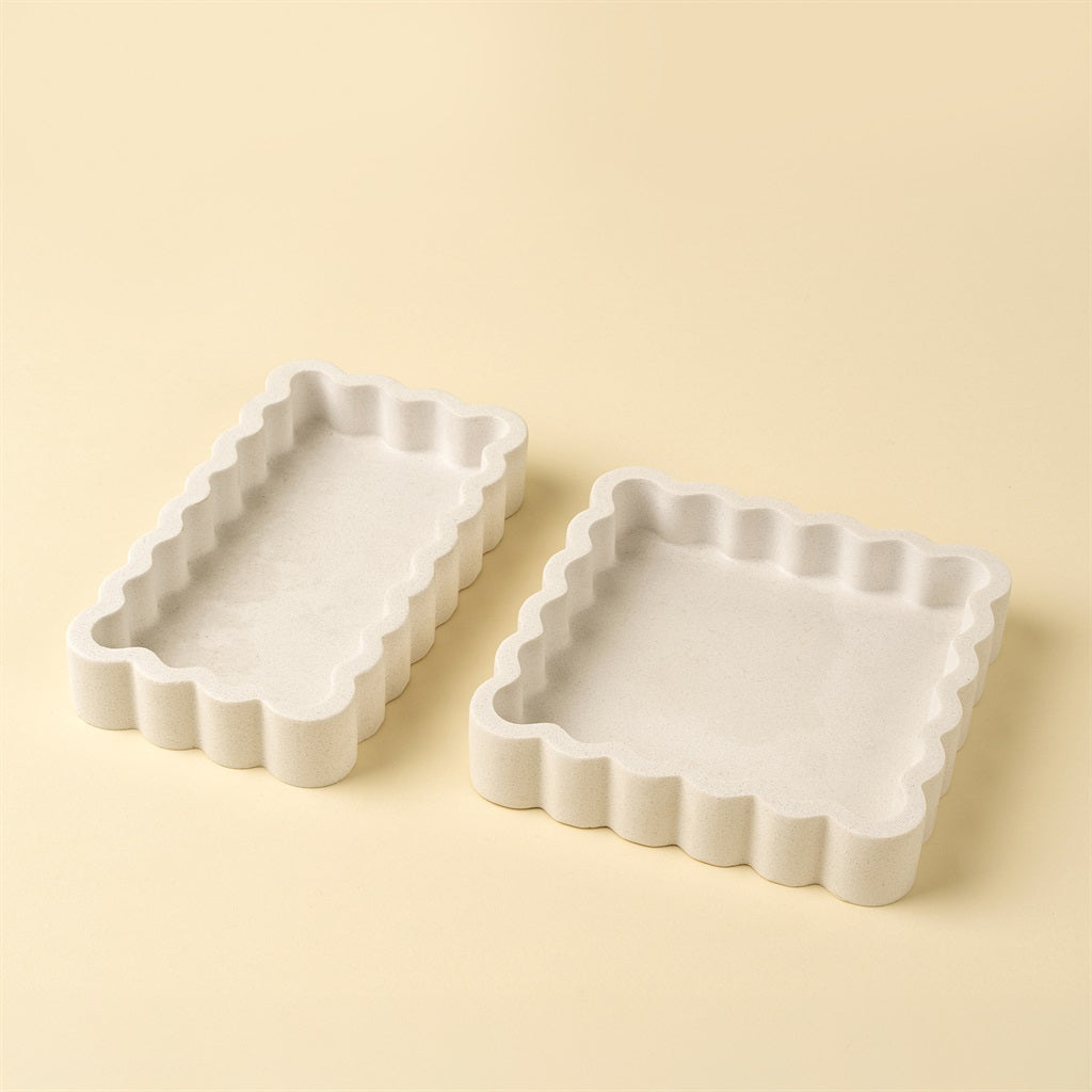 Scalloped Marble Tray, Rectangle