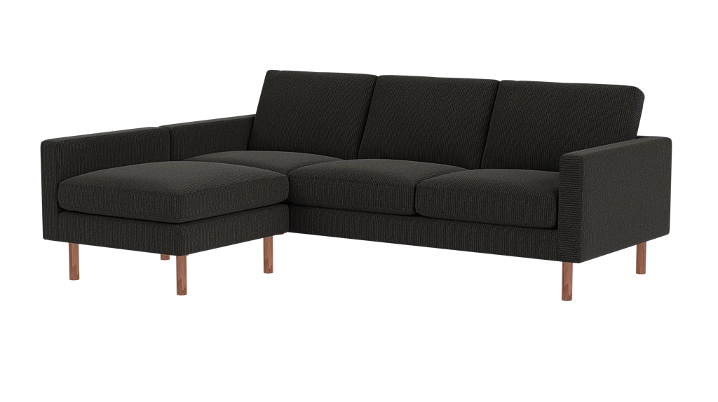 Joan 2-Piece Sectional Sofa with Extended Seat - Panama Natural - Walnut Legs