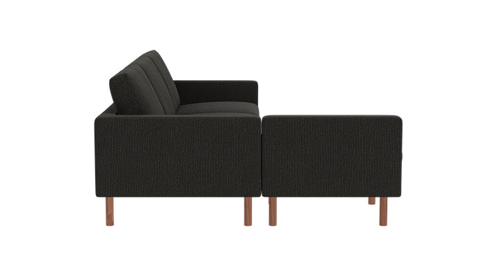 Joan 2-Piece Sectional Sofa with Extended Seat - Panama Natural - Walnut Legs
