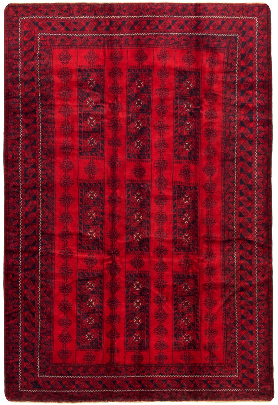 he Rockwood Afghan wool rug, hand-knotted by Baluchi artisans, showcasing intricate floral and geometric designs. Available at Tuck Rugs.