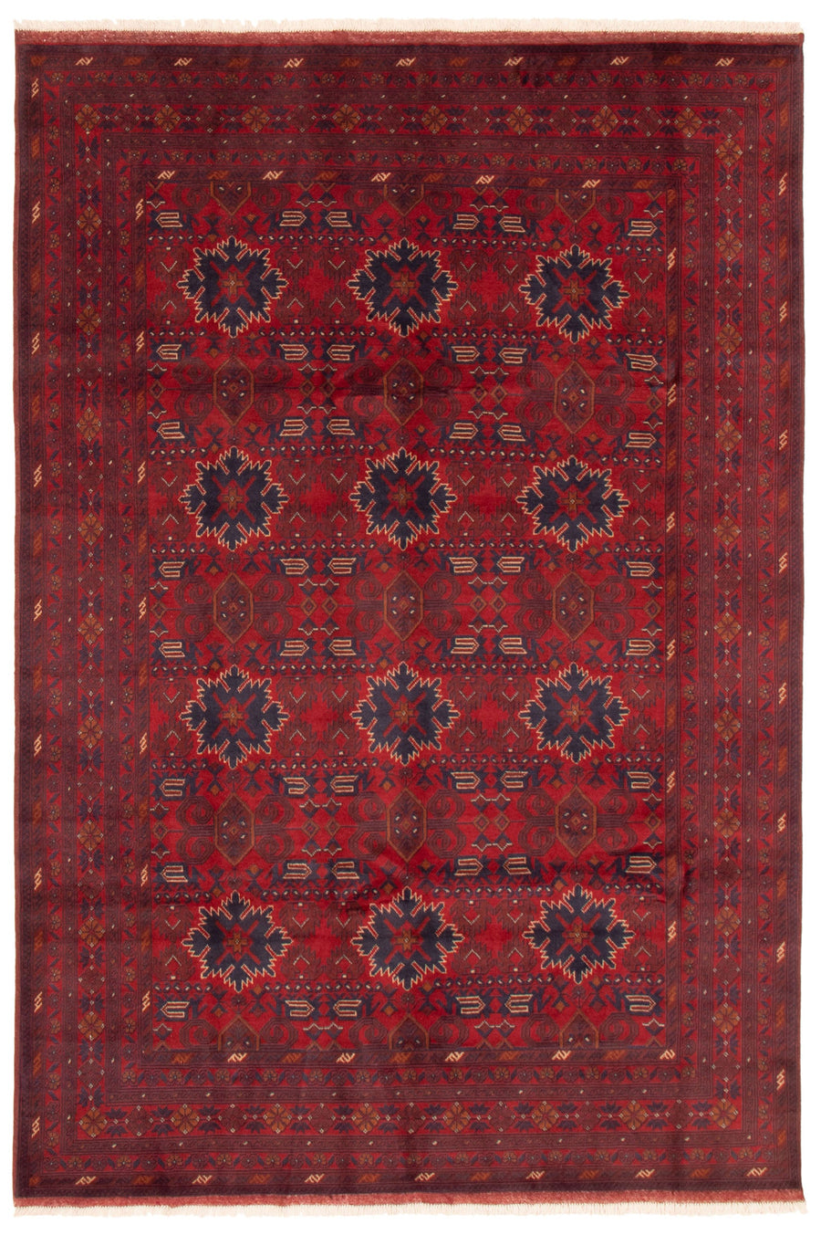 The Queen Square hand-knotted Afghan wool rug with intricate geometric designs. Available at Tuck Rugs.