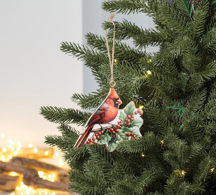 Cardinal & Holly Ornament