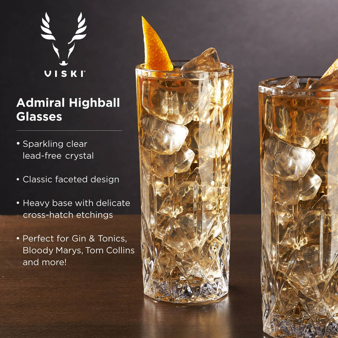 Admiral Crystal Highball Glasses - Set of 4