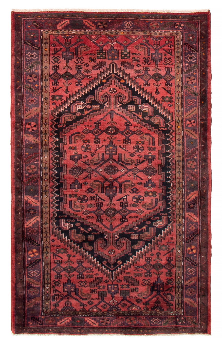 The Palatine hand-knotted Turkish wool rug featuring a bold central medallion and intricate patterns in red and black. Available at Tuck Rugs.