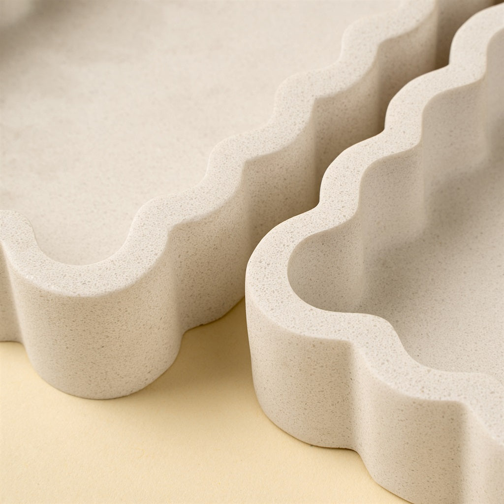 Scalloped Marble Tray, Rectangle