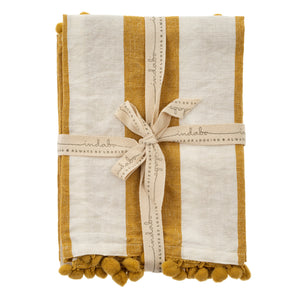 Pom Pom Stripe Tea Towel, Marigold