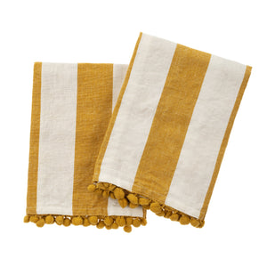 Pom Pom Stripe Tea Towel, Marigold
