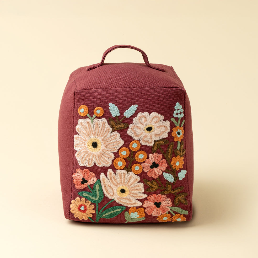 Embroidered Floral Doorstop