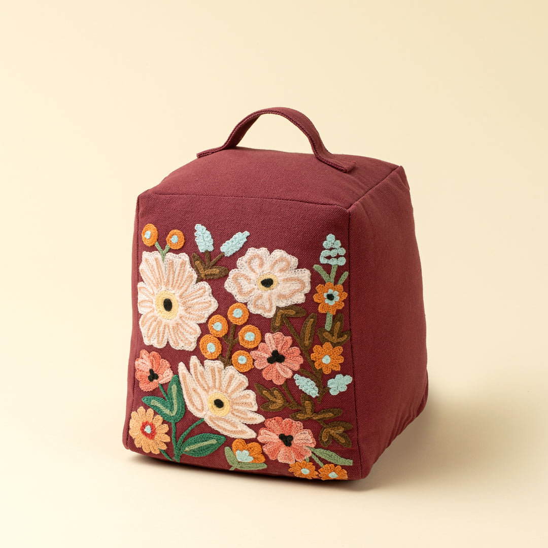Embroidered Floral Doorstop