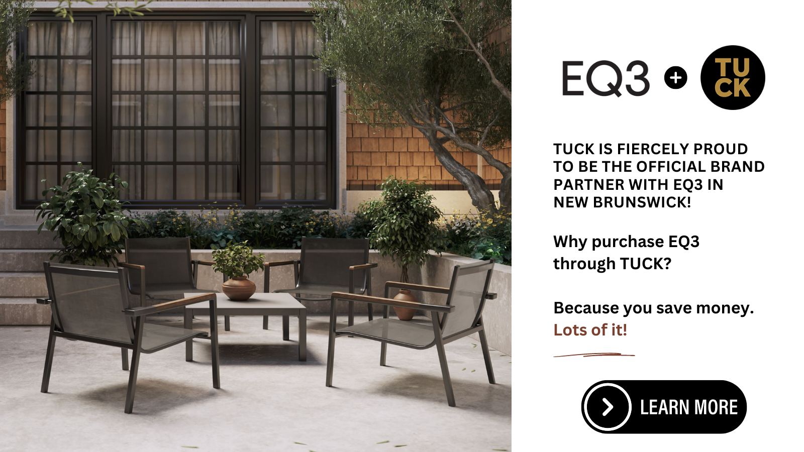 Purchase your EQ3 Outdoor furniture through Tuck & Save Money!