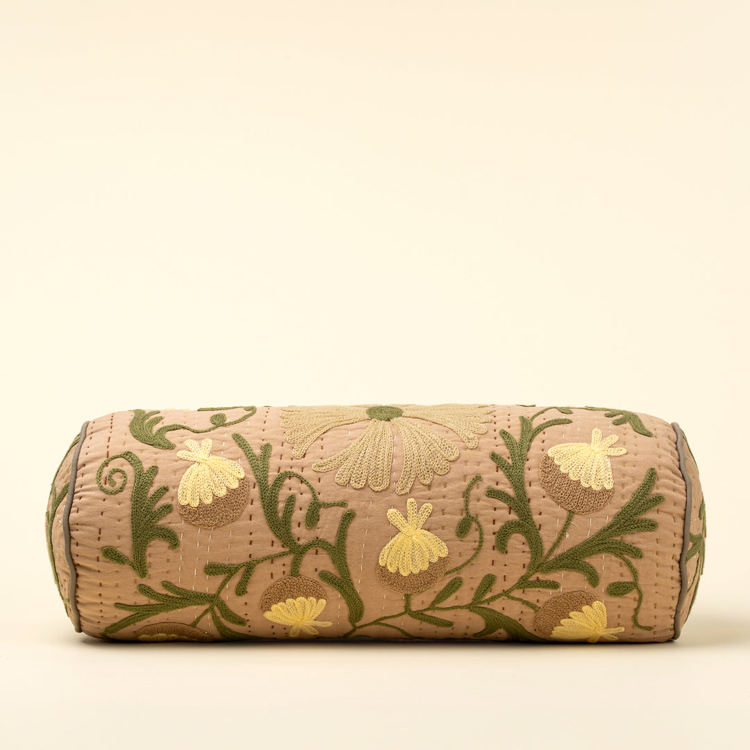 Suzani Bolster, Beige