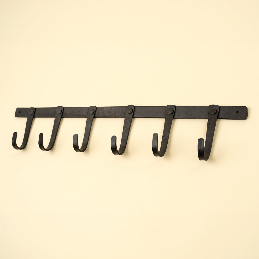 Forged Iron Wall Hook, 6 Hooks