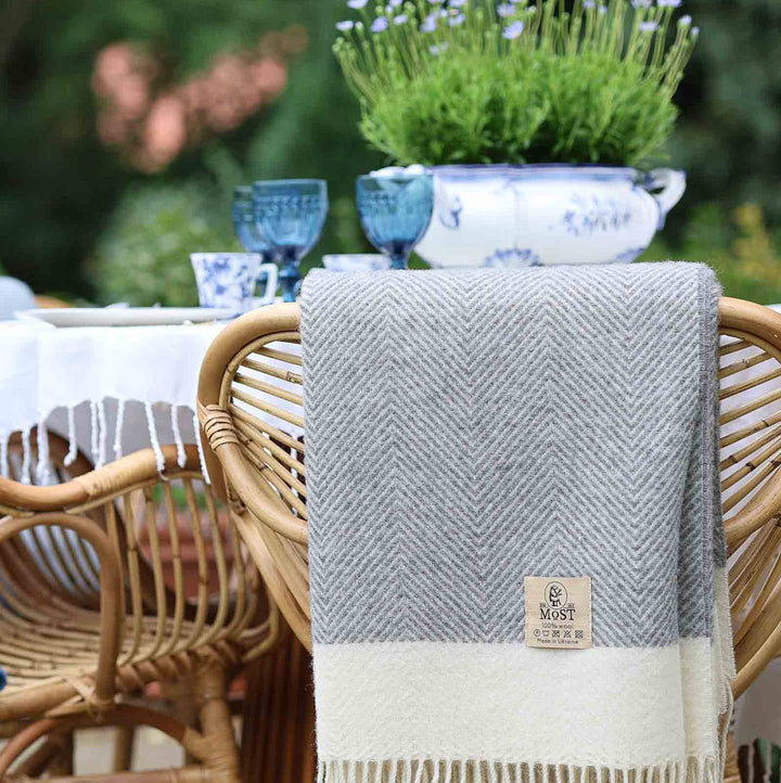Florence Wool Throw, Gray