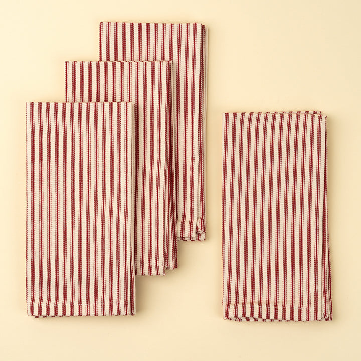 Red Ticking Napkins, set of 4