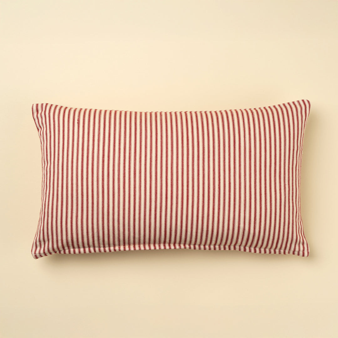 Red Ticking Pillow 21 x 12