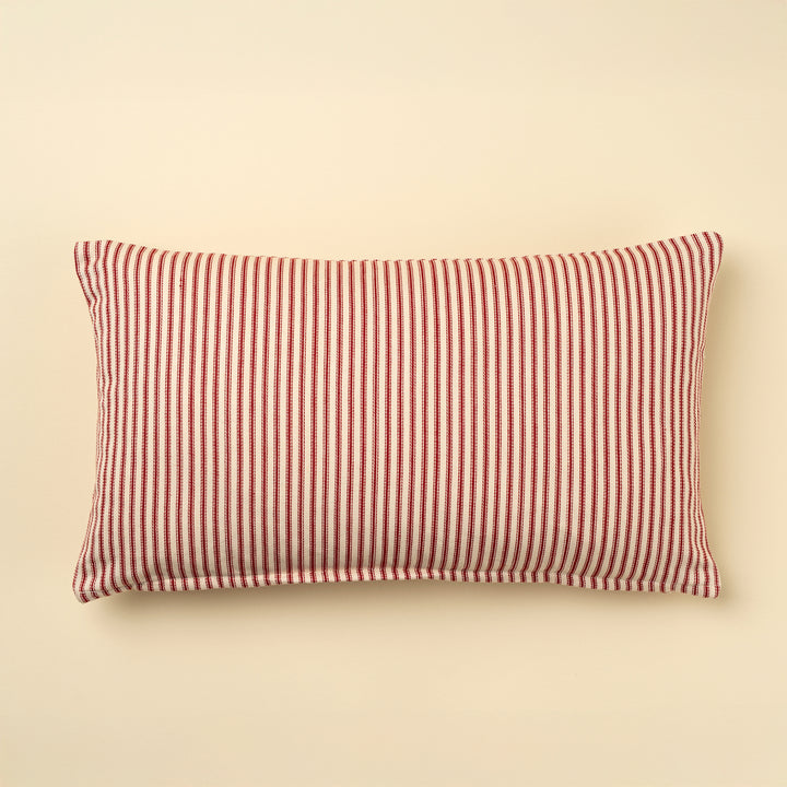 Red Ticking Pillow 21 x 12