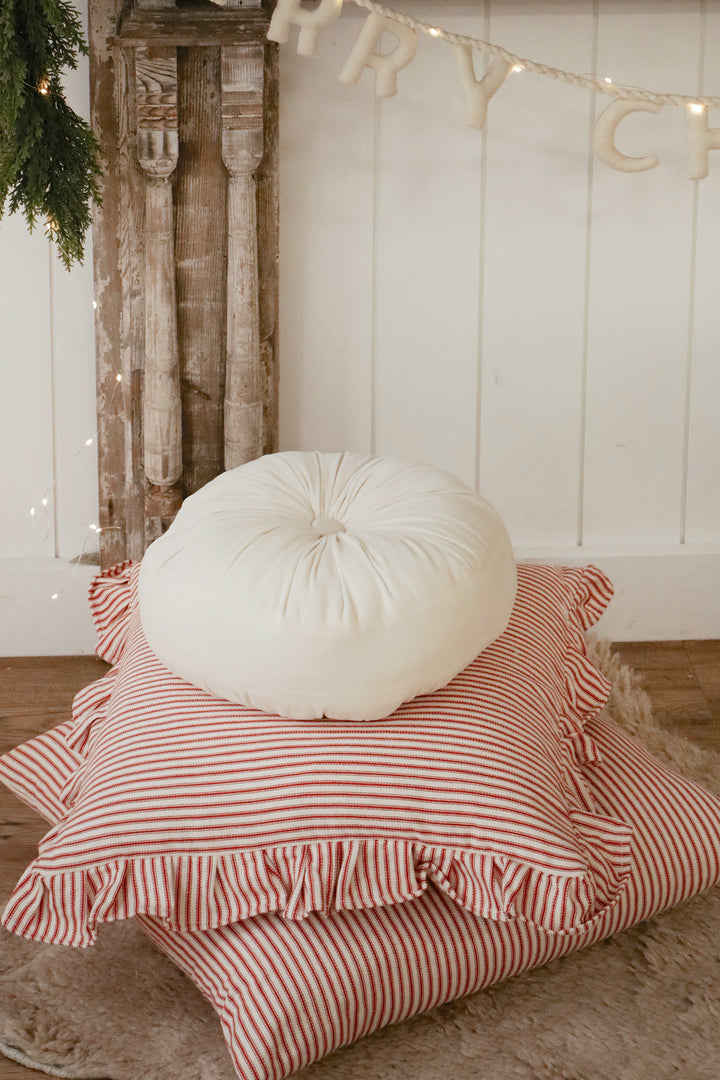 Red Ticking Pillow 24 x 24