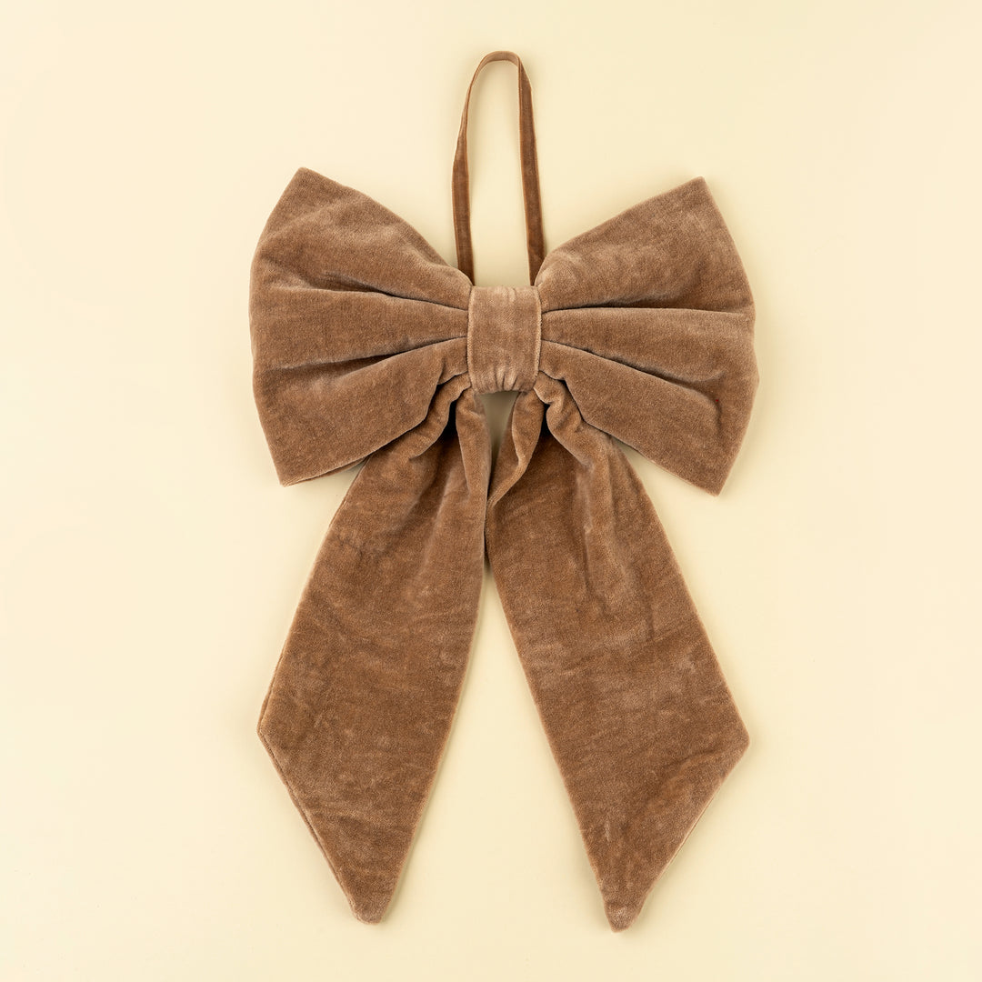 Hanging Velvet Bow Large, Latte