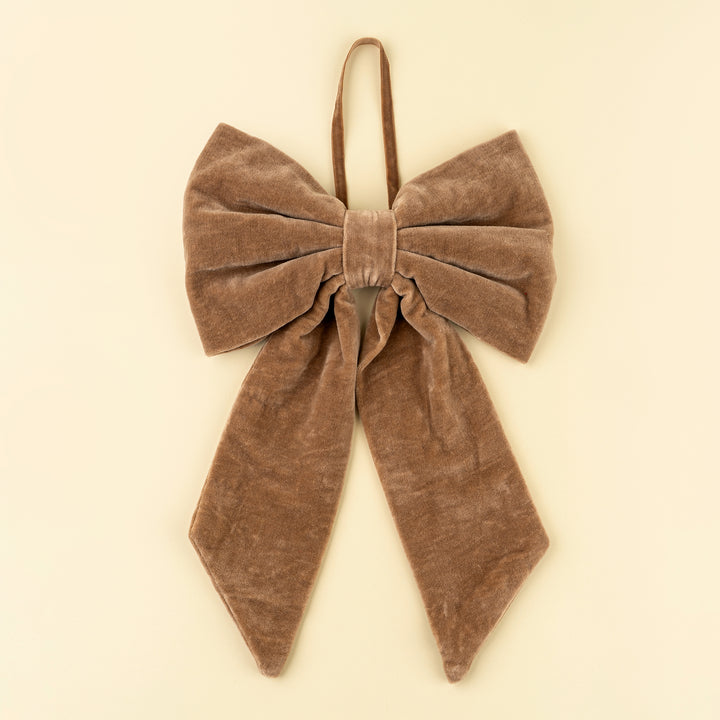 Hanging Velvet Bow Large, Latte