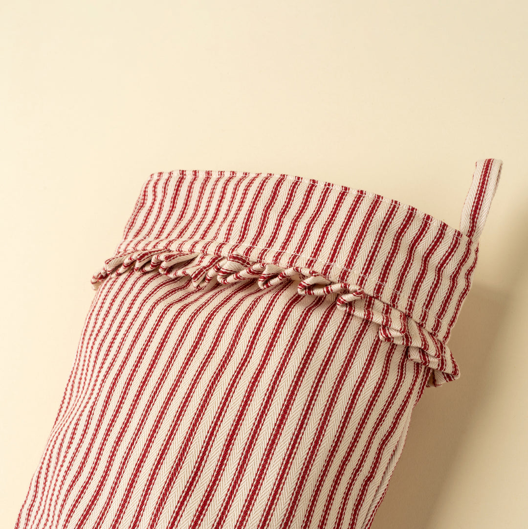 Ticking Stripe Stocking, Red